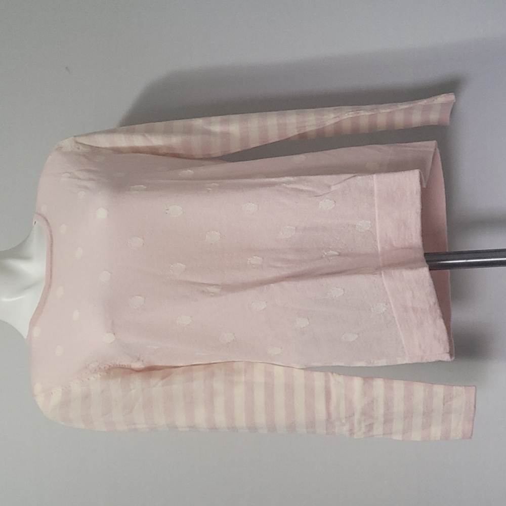 CLEMENTS RIBEIRO BEIGE STRIPE PRINT PINK BLOUSE EXTRA FINE PURE MERINO WOOL L/G